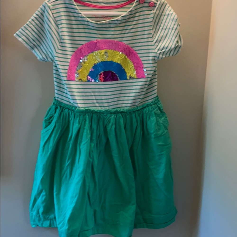 Mini boden flippy rainbow dress 7-8